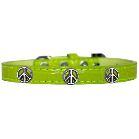 MIRAGE PET PRODUCTS Peace Sign Widget Croc Dog Collar Lime GreenSize 16 720-22 LGC16
